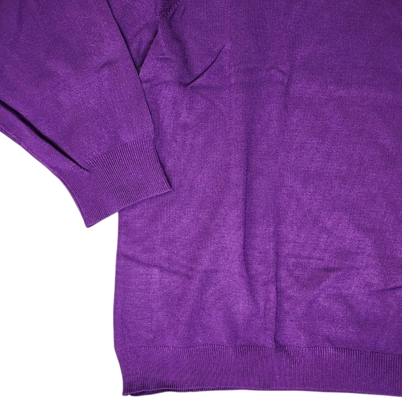 Whisper Knit By Louis Dell'Olio Purple 3/4 Sleeve Turtleneck Sweater NWT - Picture 4 of 6